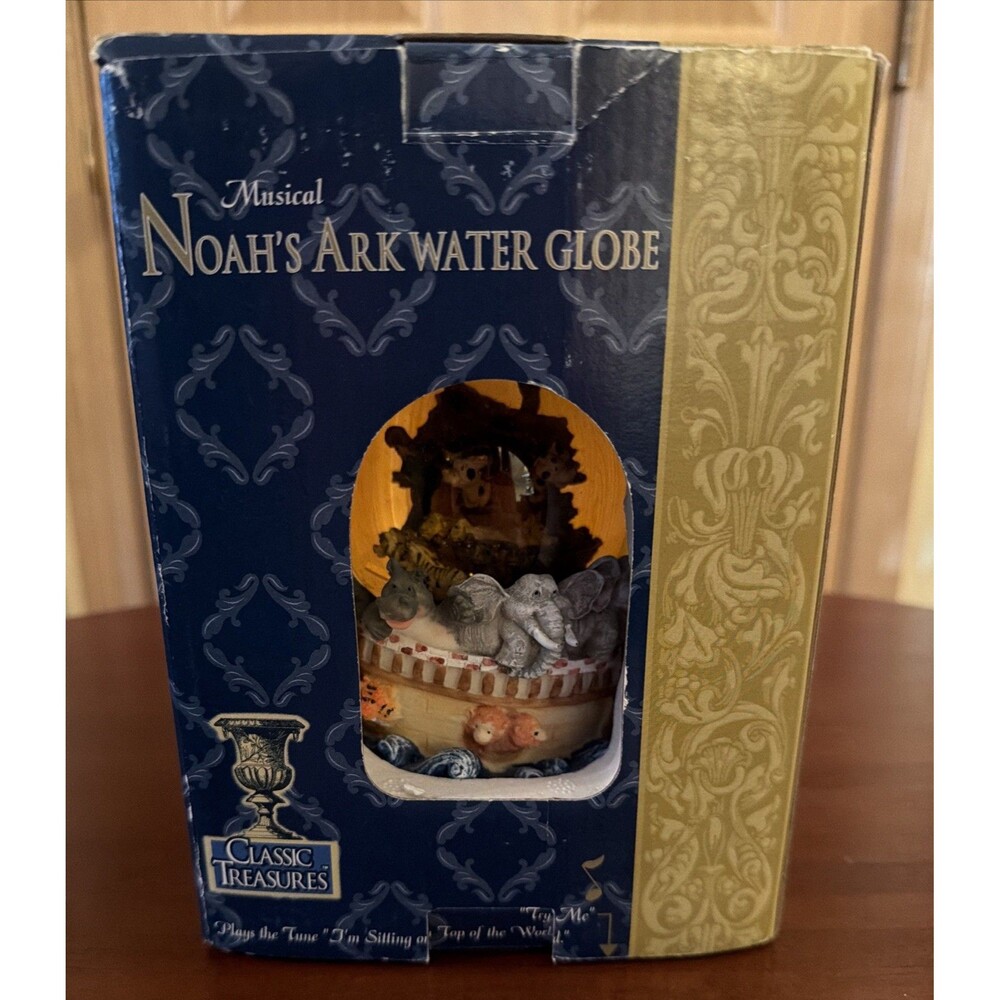 CLASSIC TREASURES MUSICAL NOAH'S ARK  WATERGLOBE Plays Sitting Top Of The World!